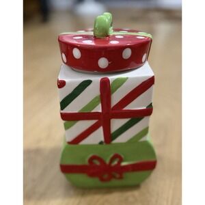 Christmas Gift Cookie Jar Stacked Presents‎ Colorful Kitchen Canister